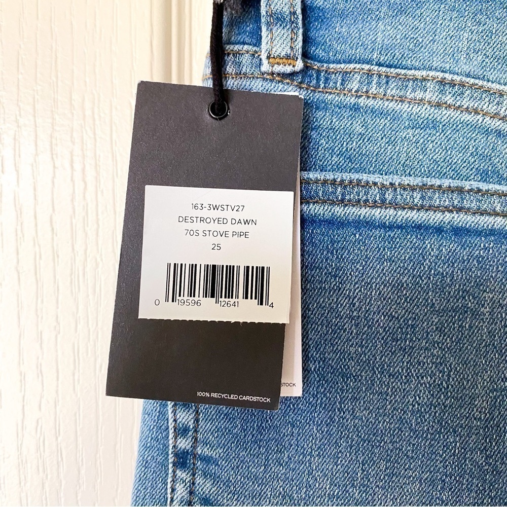 RE/DONE Jeans 70s Stove Pipe High-Rise Distressed Crop Destroyed Dawn 25 NWT - Picture 6 of 8